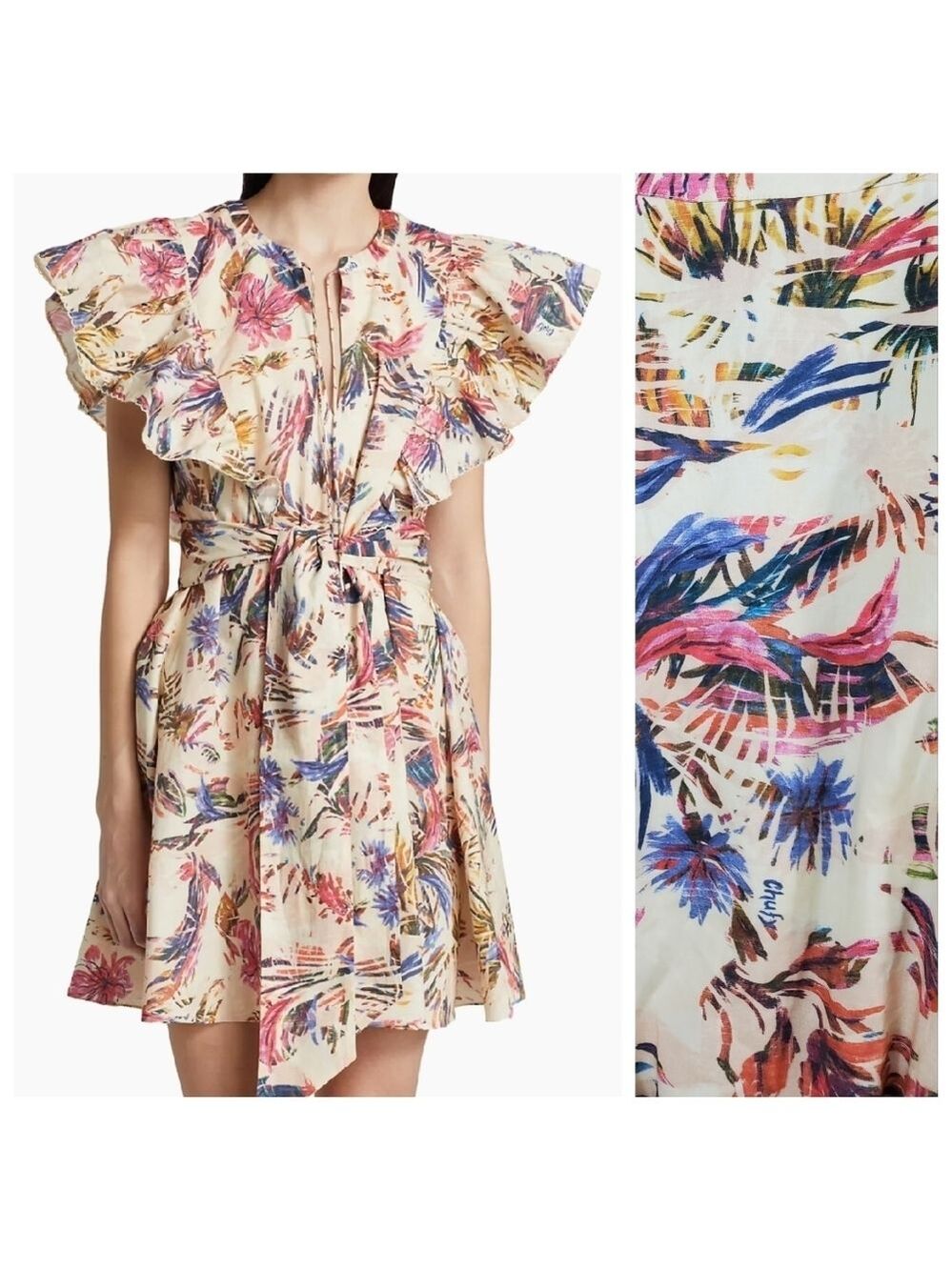 NEW Chufy L LARGE Miya Flutter Sleeve Dress